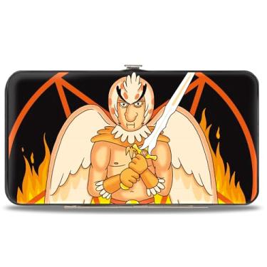 Imagem de Buckle-Down Carteira Rick and Morty, articulada, pássaro Rick and Morty, pentagrama Fire Pose preto vermelho, couro vegano