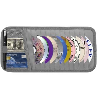 Imagem de Suporte de CD e DVD para carro – Estojo de viseira de CD de grande capacidade, organizador de armazenamento de viseira de veículo com 12 capas de disco, 1 bolso de malha, 1 suporte de caneta e faixa