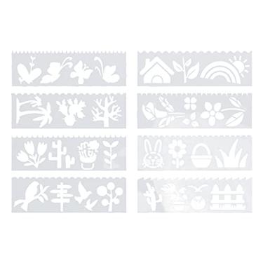 Imagem de CUOFYUNL 8 peças modelo de pintura de plástico oco segurança fácil limpeza design interessante faça você mesmo molde para cortina de cartão (Jardim Secreto (8 fotos/conjunto))