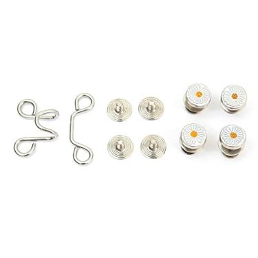 Imagem de AYNEFY Botões de Costura Ajustáveis ​​pinos de Fivela de Cintura Apertada, Liga Reutilizável para Saias de Calças, Uso Doméstico, Instalação Fácil, Sem Necessidade de Costura, Design Unissex, Design Personalizável, (Estilo de parafuso com grande gancho de prata)