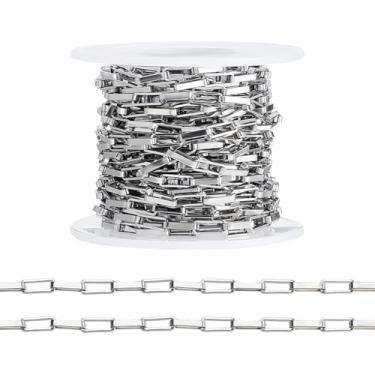 Imagem de PH PandaHall Corrente de aço inoxidável 304 de 5 metros, corrente de elos de cabo de 3 mm de largura, correntes quadradas, rolo para mulheres, homens, joias, colar, pulseira, tornozelo, artesanato