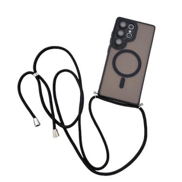 Imagem de Cordão ajustável com cordão para carregamento sem fio e capa protetora de lente para Samsung S25 S23 S24 Ultra S22 Plus, preta, para S23 Plus