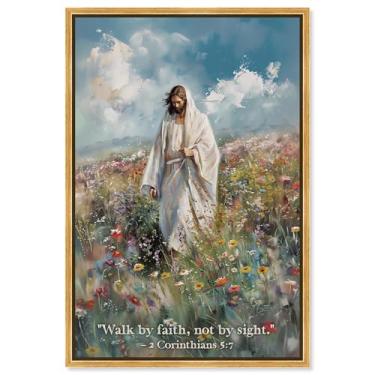 Imagem de Impressão em tela Walk By Faith Jesus Wall Art por Art Remedy, moldura dourada, 25 x 38 cm