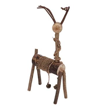 Imagem de Cuofyunl ornamento de cervo feito à mão, enfeites de casal de madeira, artesanato, decorações de janela de mesa, presentes de feriado