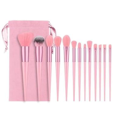 Imagem de Conjunto de pincéis de maquiagem com bolsa de veludo para viagem, conjunto de pincéis de maquiagem para sombra de olhos de blush