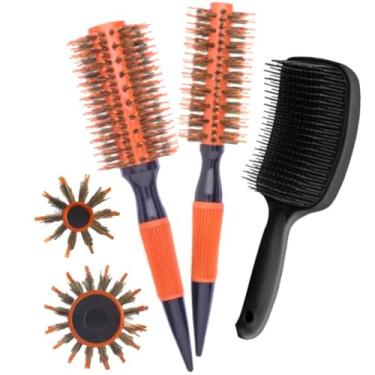 Imagem de Conjunto de 2 escovas profissionais para cabelo com cerdas de javali, escova rosa para salão de beleza e uso pessoal (ESCLAJK1016/RAQUE)