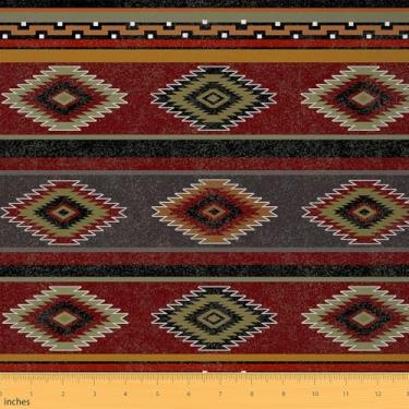 Imagem de jejeloiu Tecido Geométrico Sudoeste da Yard Southwest Design Nativo Americano Tecido de estofamento para cadeiras 5 jardas para projetos de bricolage em casa, à prova d'água, decoração interna e