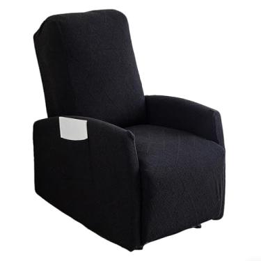 Imagem de GOSTADY Capas para cadeira reclinável, 4 peças, jacquard, pequena, reclinável, capa reclinável, para cadeira reclinável Lazyboy com bolso de armazenamento, protetor de móveis para sala de estar, preta