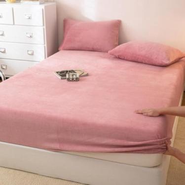 Imagem de Lençol de baixo de pelúcia ultramacio com bolso profundo, capa protetora de colchão, conjunto de cama para todas as estações, elástico ultra elástico de 360 graus, para quartos tipo 06||150 x 200 cm