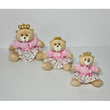 Imagem de Kit Trio De Ursinhos Para Nicho Princesa Realeza Caramelo Rosa Florenc