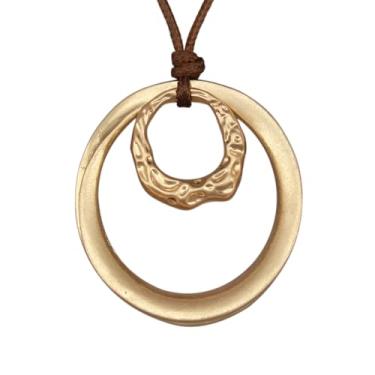 Imagem de JAOYU Colar Boho feminino com pingente grande, gargantilha longa, de couro, dourado, vintage, joias modernas, Couro sintético, Sem Pedra Preciosa