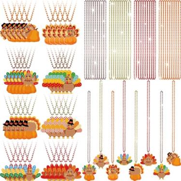 Imagem de Knitgrip Colares de contas de peru de ação de graças, colares de contas com pingente de peru, colares de 81 cm, pingentes de festa de Natal para casamento, aniversário, inverno, decorações de festa de