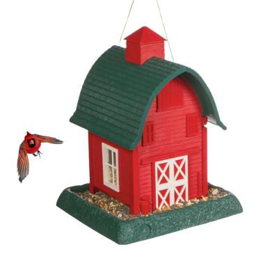 Imagem de Alimentador de pássaros North States Village Collection: fácil de encher e limpar. Cabo de pendurar à prova de esquilo incluído, ou suporte de poste (mastro vendido separadamente). Grande, capacidade de semente de 2,7 kg (9,5 x 10,25 x 13,25, vermelh