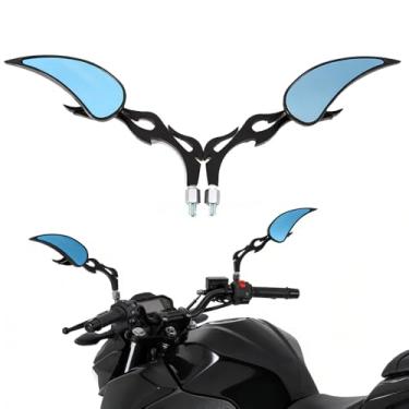 Imagem de Retrovisores laterais de motocicleta universais 8 mm 10 mm para Dyna Street Bob FXDB Fat Bob FXDF Super Glide FXD Espelho lateral (preto)