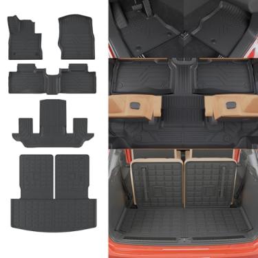 Imagem de Rongtaod Fit 2020-2023 Ford Explorer Floor Mats Cargo Liner TPE Seat Back Mats for 6&7 Passenger 2022 Explorer Accessories (Trunk Mats with Backrest Mat + Floor Mats)