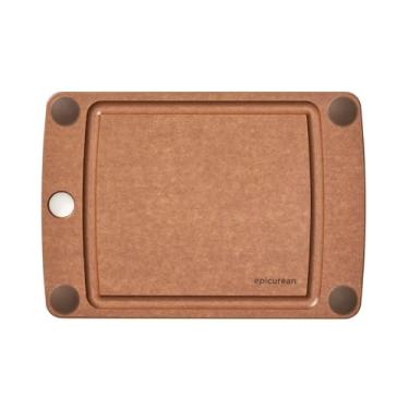 Imagem de Epicurean Tábua de corte multifuncional com pés antiderrapantes e ranhura para suco, 25,4 cm x 17,7 cm, noz-moscada/marrom