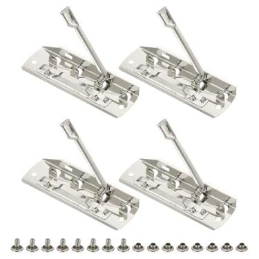 Imagem de PATIKIL Clipes montáveis tipo alavanca de 9 cm, pacote com 4 clipes ajustáveis de alta aderência com molas resistentes e rebites para escritório, casa, sala de aula (prata)