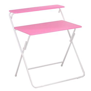 Imagem de Mesa de computador, mesa dobrável, moderna e simples, mesa de estudo, armazenamento duplo, para casa, espaço pequeno, sem necessidade de montagem, 80 x 50 cm. (A)