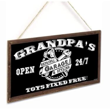 Imagem de TOMATO FANQIE Presentes para vovô, brinquedos de garagem fixos para sinal grátis, 15 x 30 cm, decoração de parede de garagem vintage, presente para papai, papai, marceneiro, mecânico (EUA -G139)