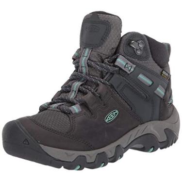 Imagem de KEEN Botas femininas Steens de couro de altura média à prova d'água para caminhada, Cinza de aço, onda do oceano, 8