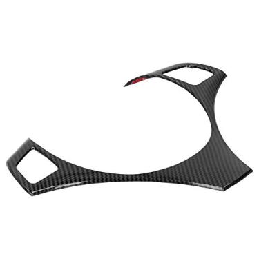 Imagem de KIMISS Capa de Acabamento do Botão do Volante para Decoração de Interiores de Carro, Adequada para 3 Séries E90 - Acento Elegante Volante (Padrão de fibra de carbono preto brilhante)