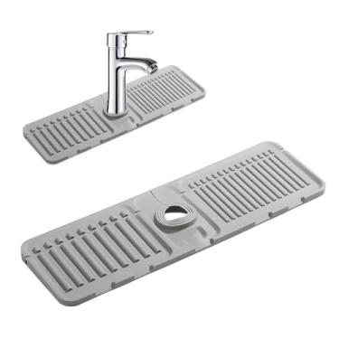 Imagem de Tapete protetor de torneira de pia, proteção contra respingos de secagem rápida com suporte de acessório, para superfícies de pedra.