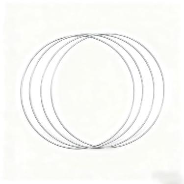 Imagem de Argola de guirlanda floral prata - 1 peça de anel de metal para decoração de casamento DIY, peça central de mesa, decoração de parede, decoração de casa e artesanato (tamanho: 5,51 pol/14 cm)