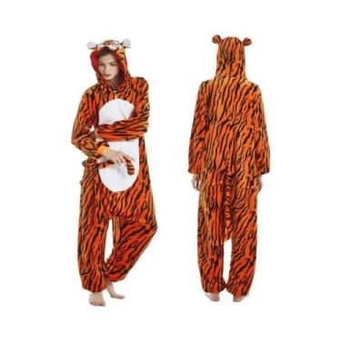 Imagem de Macacão Kigurumi Para Adultos Em Tamanho plus Com Capuz De Animal Leão