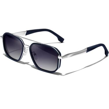 Imagem de KANASTAL Óculos de Sol Preto Lente Clara Metálicos Masculino Feminino Polarizado Quadrado Proteção UV Oculos Escuro Vintage Retro Elegante Clássico Metal Black Sunglasses -Claro Pretos
