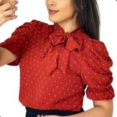 Imagem de Blusa Feminina Social Manga Princesa Bufante Laço com Botões - LOOK MO