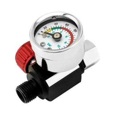 Imagem de Regulador De Pressão De Ar Ajustável Com Manômetro G1/4 Interface Univ