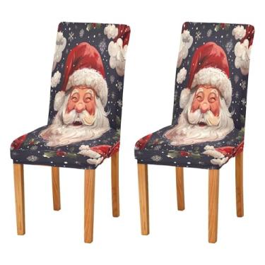 Imagem de SEHANY Conjunto de 4 capas de cadeira de gnomo de Papai Noel para sala de jantar, elástico, removível e lavável, para cozinha, hotel, festa, decoração de Natal