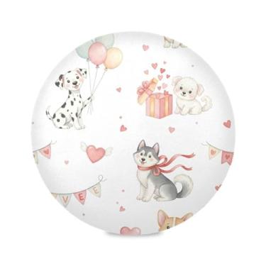 Imagem de Wassud Jogo americano cães balões corações tapetes de mesa redondos para cozinha e jantar tapetes laváveis resistentes ao calor decoração de mesa 39 cm