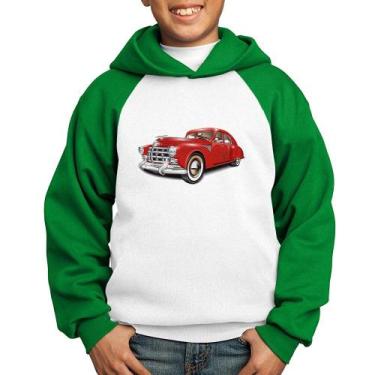 Imagem de Moletom Infantil Retro Classic Red Car - Foca na Moda, Branco, Verde, 