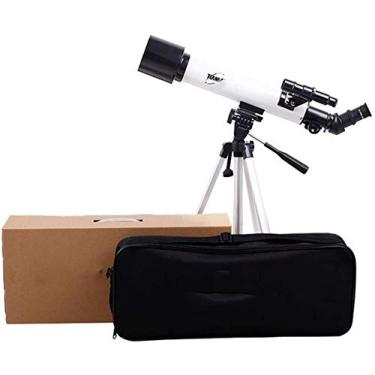 Imagem de pcagfaajmh Telescópio infantil para adultos iniciantes em astronomia com abertura de 60 mm e montagem de 500 mm, telescópio refratário astronômico de 1,5 x, lente Barlow 3X