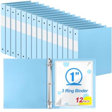 Imagem de Henoyso Fichário de plástico com 3 anéis, fichário flexível, tamanho carta, tamanho 21 x 28 cm, comporta até 225 folhas com 1 bolso, fichário versátil para escola, escritório, casa (2,5 cm, azul claro