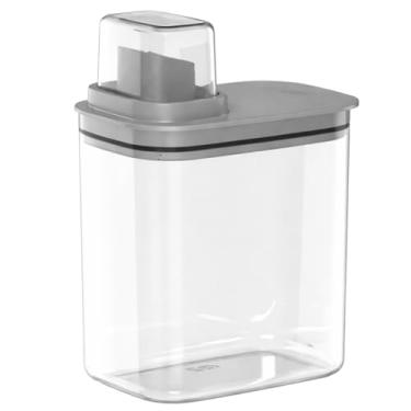 Imagem de Dispenser Organizador Lavanderia 1,5L Flow Porta Sabão em Pó E Líquido Amaciante Tampa Medidora (Chumbo)