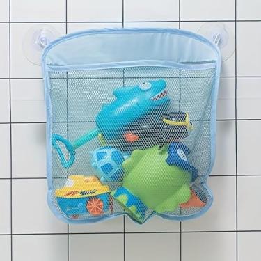 Imagem de Bolsa de armazenamento de malha com ventosa de desenho animado – Organizador de pendurar sem bateria para brinquedos e acessórios de banho, decoração de banheira e dormitório, ideal para presentes de
