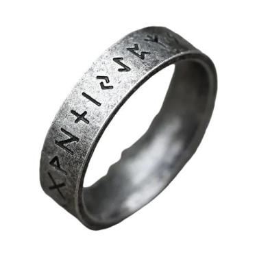 Imagem de Anel Unissex Retrô Viking Odin Com Letras Em Aço Inoxidável 316L  Joia