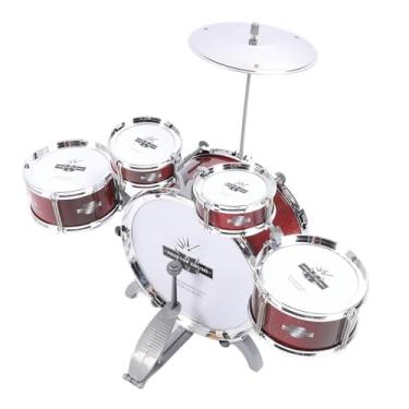 Imagem de Yinhing Conjunto de Bateria para Crianças, Kit de Bateria de Jazz, 5 Peças, Instrumento Musical para Crianças Pequenas, Brinquedo Com Varas, Plástico Abs, Presente para Meninos,
