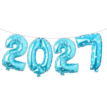 Imagem de Balões de alumínio de 40,6 cm 2027 número 2027 para festa de ano novo, decorações de formatura, decoração de escritório em casa (estrela azul 2027)