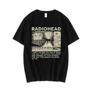 Imagem de Camiseta Vintage Oversize De Rock Band Radiohead Para Homens, 100% Alg