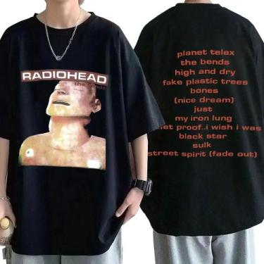 Imagem de Camiseta Vintage Oversize De Rock Band Radiohead Para Homens, 100% Alg