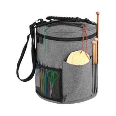 Imagem de Bolsa De Crochê De Grande Capacidade Para Armazenamento De Fios E Orga