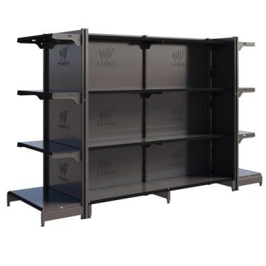 Imagem de Prateleira Mercado Loja Gôndola Fit Centro 2 Pontas 1 Inicial E 1 Cont