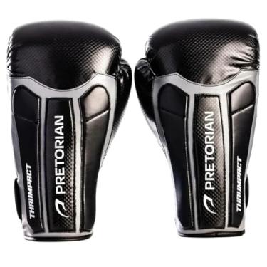 Imagem de Luva de Boxe Muay Thai Kickboxing Impact Preto e Prata Pretorian (12oz)