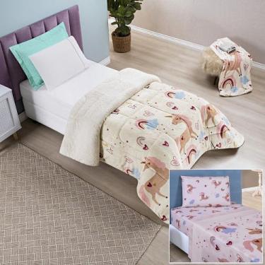 Imagem de Kit Coberdrom + Jogo de Cama Bouti Kids Solteiro 04 Peças 100% Poliést