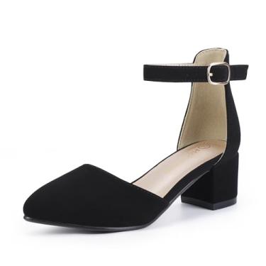 Imagem de Hehainom Sapatos sociais para meninas, sandálias de salto alto, tira no tornozelo, florista, menina pequena, criança grande, Mary Jane, festa de casamento, comunhão, sapatos de salto alto, Nobuck