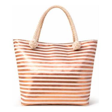 Imagem de Bolsa de Praia Feminina Espaçosa com Alça Trançada e Necessaire Inclus