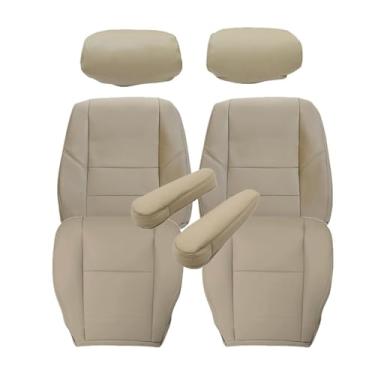 Imagem de FZJDSD Capa de assento traseiro inferior e superior de microfibra marrom e capa de apoio de braço e substituição da capa do encosto de cabeça compatível com Toyota Tundra 2000-2004 Toyota Sequoia 2000